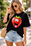 Cartoon Strawberry Printed Unisex Oversized T-Shirt - Fun Fruit Graphic Design Casual T-Shirt