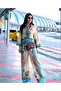 Linen Fabric Shirt & Trousers Floral 2 Piece Set-Blue -2504
