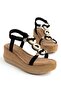 Malaga Black Wedge Heeled Women's Sandals - 4