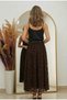 Women's Coffee Color, Suitable for Hijab, Elastic Waist, Belt Included, Flocked, Printed Tulle Skirt Length 100 cm - 6