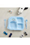 Baby Compartmented Food Plate Spoon Fork Set Pp Unbreakable 400 ml Durable 22.3X27.4X3.7 cm
