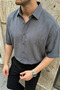 Saga High Quality Modal Men's Short Sleeve Gray Shirt Premium Textured - 5