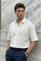Saga High Quality Modal Men's Short Sleeve White Shirt Premium Textured - 7