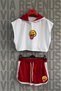 Smile Printed 100% Cotton Hooded Zero Sleeve Cropped and Special Jersey Fabric Shorts Women's Sports Set - 2