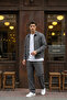 Aniva Gray Men's Striped Wide Fit Double Suit Jacket and Trousers - 6