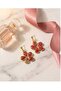 Burgundy Daisy Polymer Clay & Epoxy Design Earrings (Stainless Steel Nails) - 4