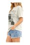 Unisex Vintage Newspaper Printed Oversized Beige T-Shirt 100% Cotton Streetwear - 3