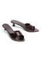 Women's Brown Patent Leather Low Heel Pointed Toe Slippers - 3