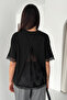 Women's Lace Detailed T-Shirt – Black Lace Back Stylish Blouse - 7