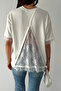 Women's Lace Detailed T-Shirt – Black Lace Back Stylish Blouse - 6