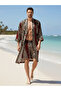 Men's Kimono Set with Leopard Pattern – 3-Piece Viscose Set (Bathrobe + Trousers + Shorts) - 3