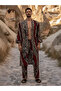 Men's Kimono Set with Leopard Pattern – 3-Piece Viscose Set (Bathrobe + Trousers + Shorts)