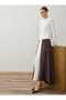 Contrast Color Detailed Blouse & Skirt Set - Brown / White - Exclusive - 3
