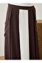 Contrast Color Detailed Blouse & Skirt Set - Brown / White - Exclusive - 4