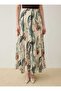Chiffon Green Leaf Patterned Skirt - Patterned - - 6