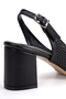 Women's Leather Open-Back Heeled Shoes 3107 Black - 3