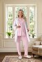 New Season Powder Maternity Patterned Summer Shawl Collar Buttoned Short Sleeve Dressing Gown Pajama Set - 6