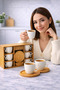 6-Person Porcelain Turkish Coffee Cup Set. Premium Coffee Set with Bamboo Plate, Limited Stock - 4