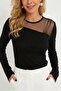 Women's Black Tulle Detailed Blouse - 4