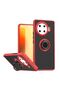Tecno Spark 20 Pro Plus Compatible Case with Ring Stand Extra Protection Hard Silicone Cover - Red