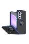 Infinix Hot 50 Compatible Case with Ring Stand Extra Shock Protection Hard Silicone Cover - Navy Blue