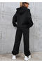 Brooklyn Printed Bottom and Top Black Oversized Women's Tracksuit Set of 2 - 2