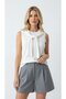 Women's Crew Neck Sleeveless Scarf Viscose Knitwear Sweater 12473.Vrt - 2