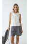 Women's Crew Neck Sleeveless Scarf Viscose Knitwear Sweater 12473.Vrt