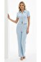 Women's Polo Collar Zipper Detail Modal Touch Bottom-Top Set 26020