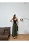 New Season Woven Fabric Front Detail Bridged Buttoned Wide Leg Palazzo Pants - 5