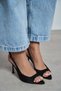 Maia Black Satin Pointed Toe Open Front Thin Heeled Women's Shoes - 3