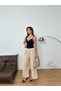 New Season Woven Fabric Front Detail Bridged Buttoned Wide Leg Palazzo Pants - 8