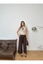 New Season Woven Fabric Front Detail Bridged Buttoned Wide Leg Palazzo Pants - 6