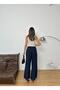 New Season Linen Fabric Front Detail Bridged Buttoned Wide Leg Palazzo Pants - 4
