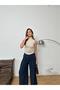 New Season Linen Fabric Front Detail Bridged Buttoned Wide Leg Palazzo Pants - 2