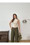 New Season Linen Fabric Front Detail Bridged Buttoned Wide Leg Palazzo Pants - 5