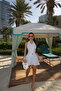 Blue Debra Striped Shirt Collar Mini Skirt Linen Suit Ate-4689 - 4