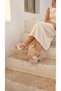 Cream Patent Leather High Sole Side Buckle Single Strap Open Front Leather Summer Women's Sandals Shoes - 4