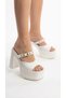 High Platform Wedge Heel Gold Buckle Detail Volume Buckled Summer Women's Wedge Sole Sandals Shoes - 7