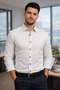 Men's Slim Fit Narrow Fit Snap Button Lycra Patterned Shirt Modern Office Casual Style