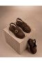 Brown Suede Double Buckle Closed Front Women's Sabo Slippers Chibo - 2