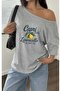 Capri Limoncello Printed Oversized Women's Boat Neck T-Shirt