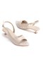 Women's Beige Leather 3.5 cm Short Low Heeled Summer Shoes - 4