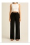 Women's Black Muslin Trousers High Waist, Pockets, Lace-Up, Wide Legs, Comfortable Fit