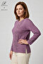 Women's Spiral Leaf Patterned Collar and Skirt Stoned Embroidered Slit Lycra Mother Combed Cotton Blouse - 2