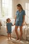 Silence Bebe Yaka Adult Mother - Child Muslin Pajama Set Short Sleeve + Shorts 100% Cotton - 2