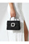 Women's Silvery Handle Detailed Chain Strap Evening Dress Bag - 2