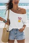 Feelin Fine Printed Oversized Women's Boat Neck T-Shirt