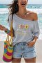 Peace Love Sunshine Printed Oversized Women's Boat Neck T-Shirt