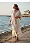 Ces Store Handmade Embroidered Linen Kaftan, 60% Linen 40% Cotton, Breathable Fabric